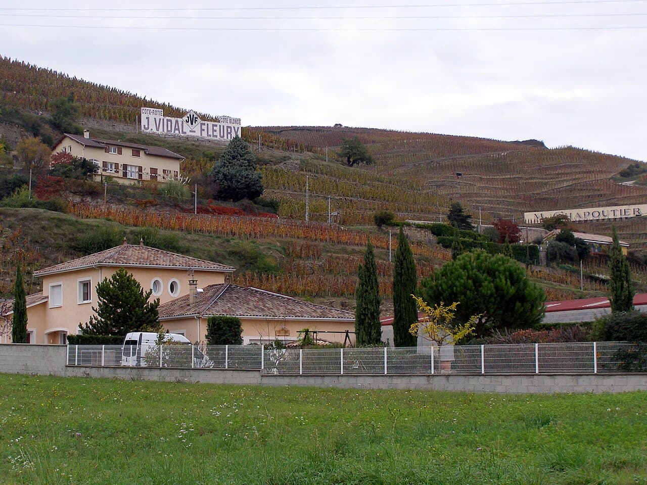 Wijngaardterrassen bij Ampuis in de noordelijke Rhône